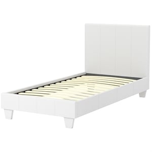 furniture of america ramone faux leather twin platform bed in white