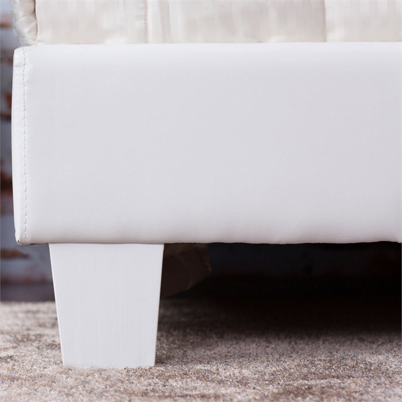 Furniture of America Ramone Faux Leather Twin Platform Bed in White