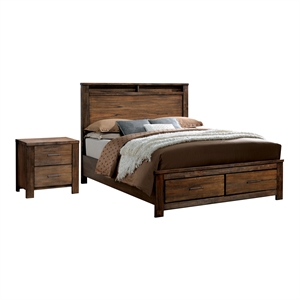 furniture of america nangetti 2 piece transitional wooden storage panel bedroom set in oak