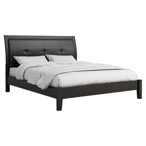 furniture of america muscett solid wood tufted cal king platform bed in espresso
