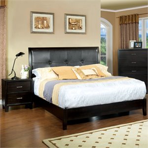 foa muscett 2pc espresso solid wood bedroom set- cal king + nightstand