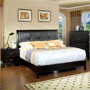 foa muscett 3pc espresso solid wood bedroom set- cal king + nightstand + chest