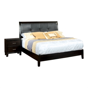 foa muscett 2pc espresso solid wood bedroom set - king + nightstand