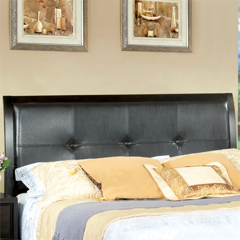 Furniture of America Muscett Solid Wood Tufted Full Platform Bed in Espresso