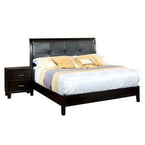 foa muscett 2pc espresso solid wood bedroom set - full + nightstand