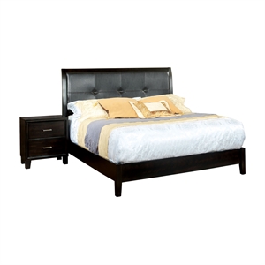 foa muscett 2pc espresso solid wood bedroom set - queen + nightstand