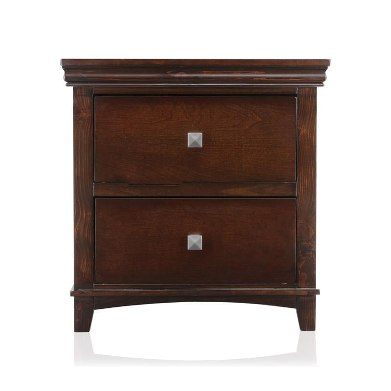 FOA Brighton 2pc Cherry Solid Wood Bedroom Set - King + Nightstand ...