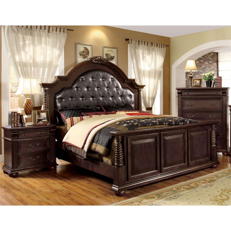 Furniture Of America Catherine 3 Piece California King Bedroom Set In Brown