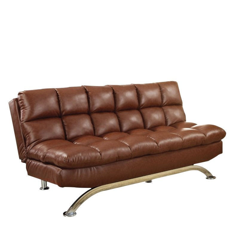 Furniture Of America Preston Faux, Brown Leather Futon Sofa Bed