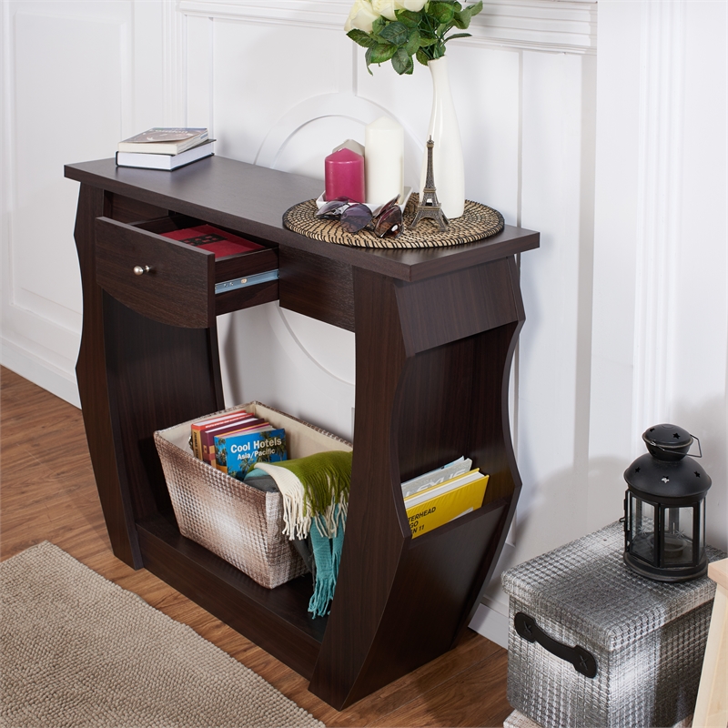 Furniture of America Trunta Contemporary Wood 1-Drawer Console Table in Walnut