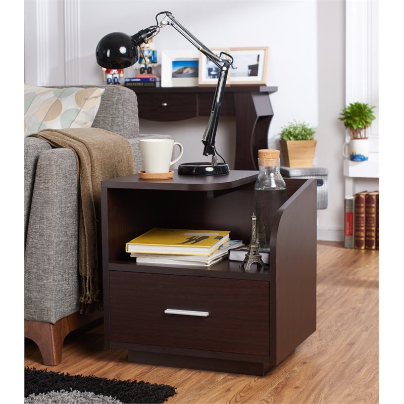 Furniture of America Isabel Transitional Wood 1-Drawer End Table in Walnut