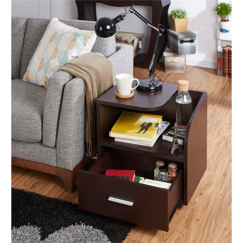 Furniture of America Isabel Transitional Wood 1-Drawer End Table in Walnut
