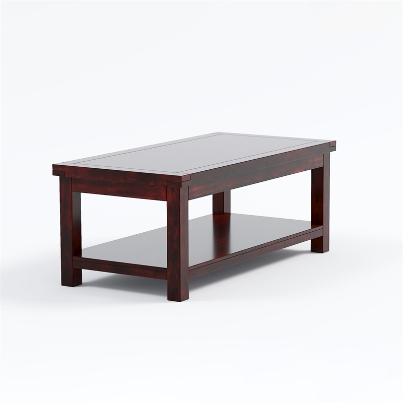 Furniture of America Granger Transitional Wood 1-Shelf Coffee Table in Cherry