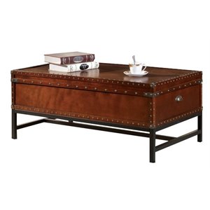 furniture of america vannoy transitional wood storage coffee table in cherry