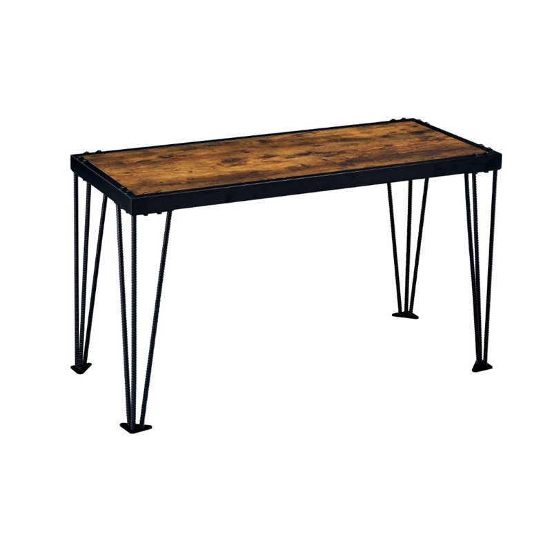 Furniture Of America Eagles Metal Console Table In Burnt Wood