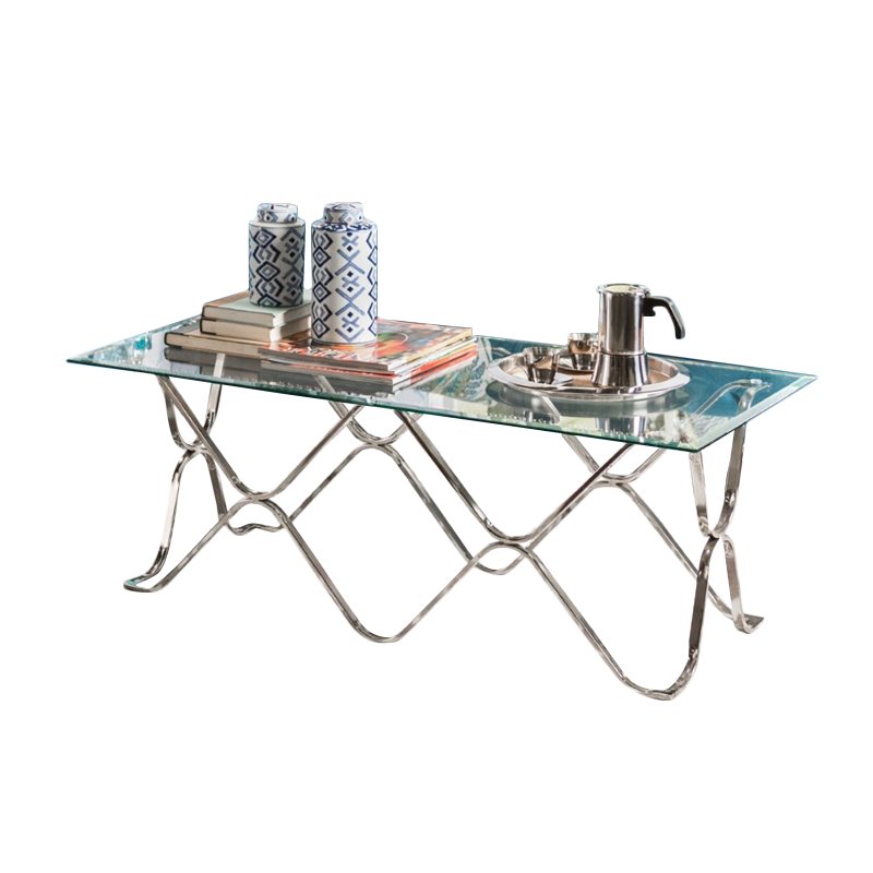 Furniture of America Hobbs Glass Top Coffee Table in Chrome