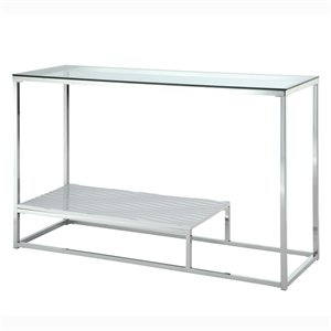 furniture of america nadia contemporary glass top metal console table