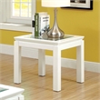 Furniture of America Kristof Glass Top Square End Table in Glossy White