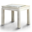 Furniture of America Kristof Glass Top Square End Table in Glossy White