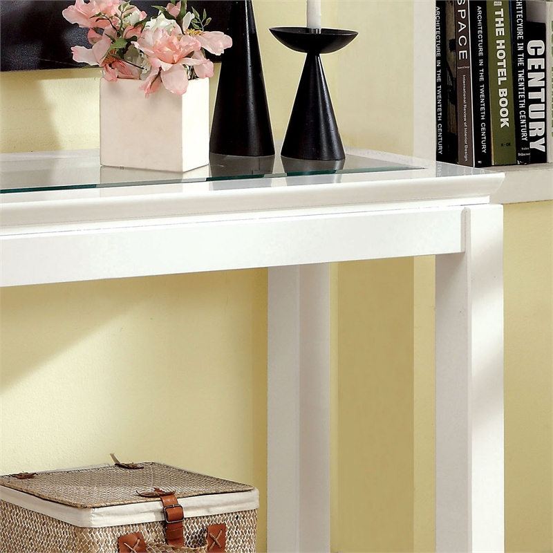 Furniture of America Kristof Wood 1-Shelf Console Table in Glossy White