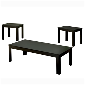 furniture of america demner solid wood 3-piece coffee table set in black