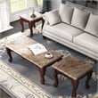 Furniture of America Burseel Wood 3-Piece Coffee Table Set in Dark Oak and Ivory