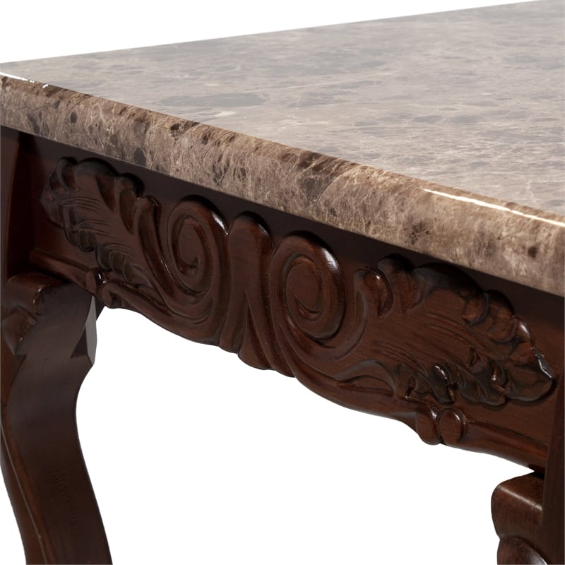 Furniture of America Burseel Wood 3-Piece Coffee Table Set in Dark Oak and Ivory