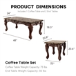 Furniture of America Burseel Wood 3-Piece Coffee Table Set in Dark Oak and Ivory