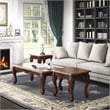 Furniture of America Burseel Wood 3-Piece Coffee Table Set in Dark Oak and Ivory