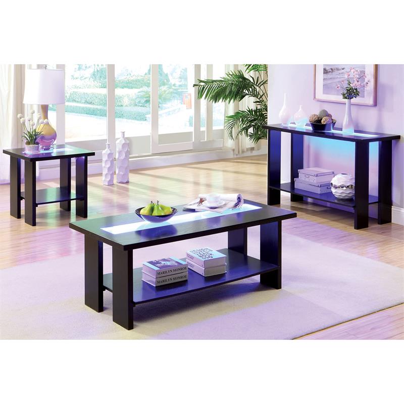 Furniture of America Lumina Contemporary Wood LED Console Table in