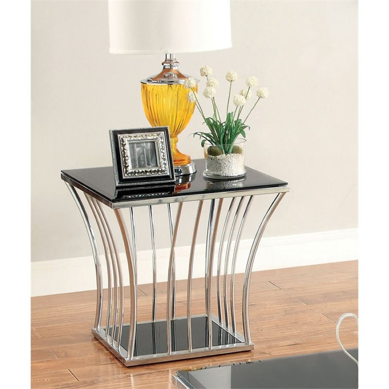 Furniture of America Lethe Square Glass Top End Table in Black 889435380952 eBay