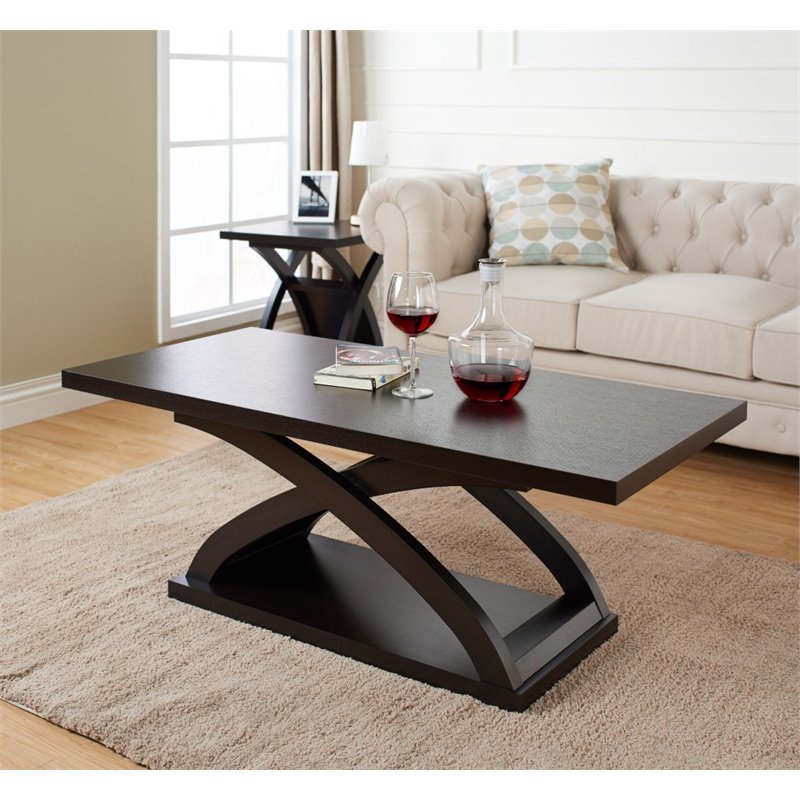 Furniture of America Porthos Contemporary Wood Coffee Table in Espresso ...