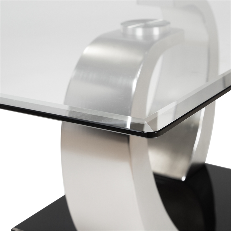 Furniture of America Navarre Glass Coffee Table in Silver and Black