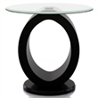 Furniture of America Mason Contemporary Glass Top End Table in Glossy Black