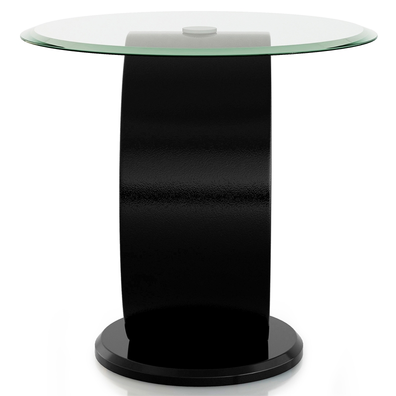 Furniture of America Mason Contemporary Glass Top End Table in Glossy Black