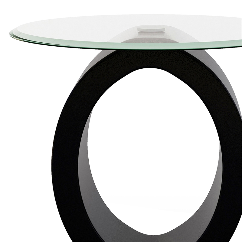 Furniture of America Mason Contemporary Glass Top End Table in Glossy Black