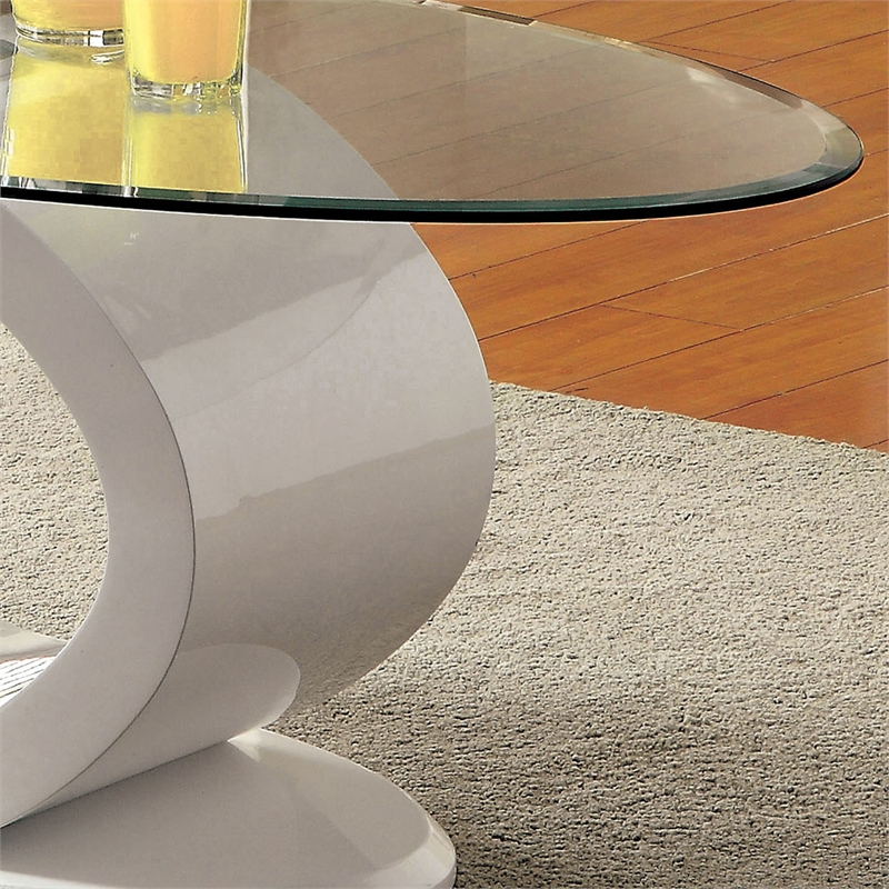 Furniture of America Mason Contemporary Wood Oval Coffee Table in White