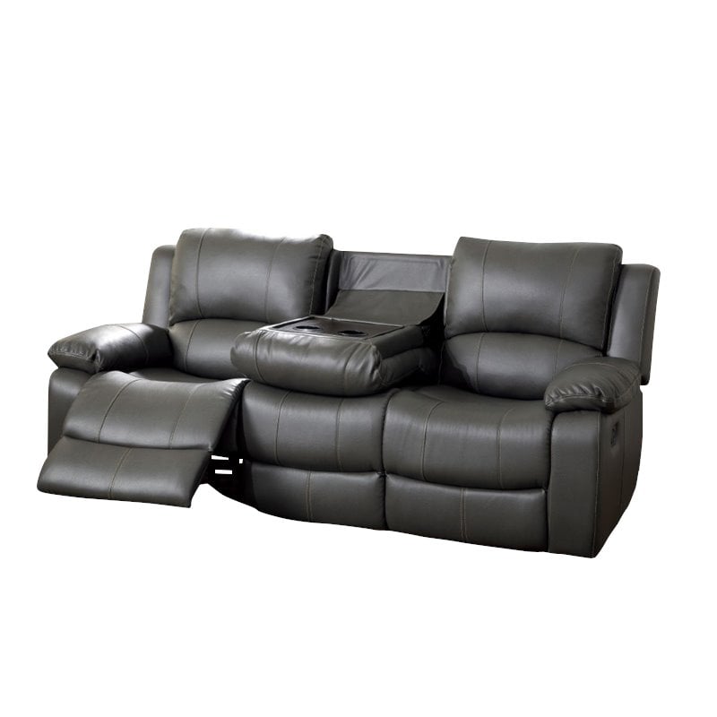 Furniture Of America Walin Transitional Faux Leather Reclining Sofa In ...