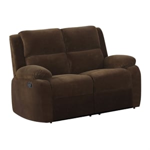 furniture of america wale fabric reclining loveseat in dark brown