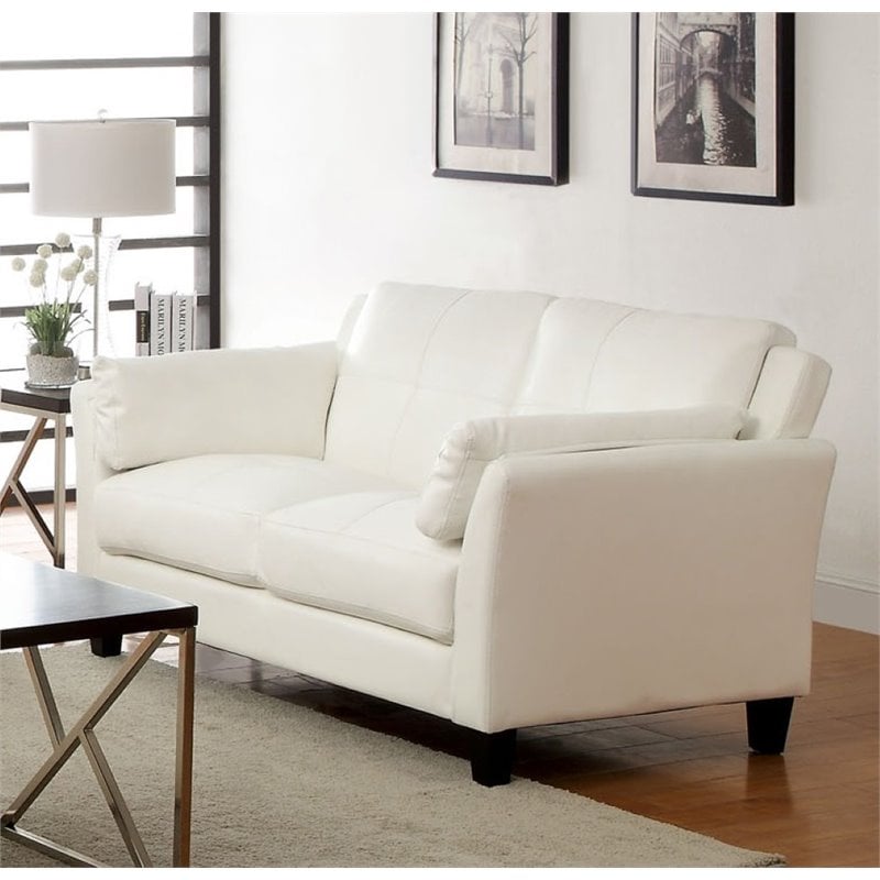 Furniture Of America Tonia Contemporary Faux Leather Tufted Loveseat In White Furniture Of America Tonia Contemporary Faux Leather Tufted Loveseat In White