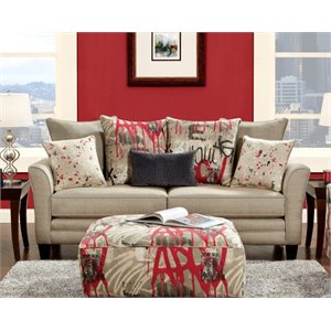 Furniture of America Bernstein Fabric Loveseat in Beige