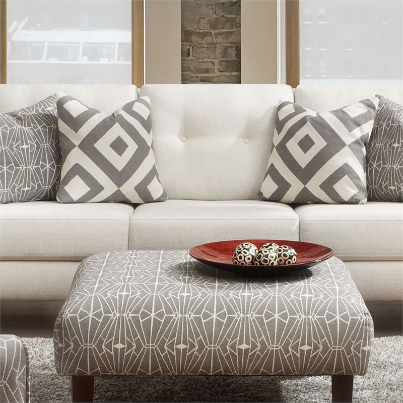 Furniture of America Gauthier Contemporary Fabric Tufted Sofa in Ivory