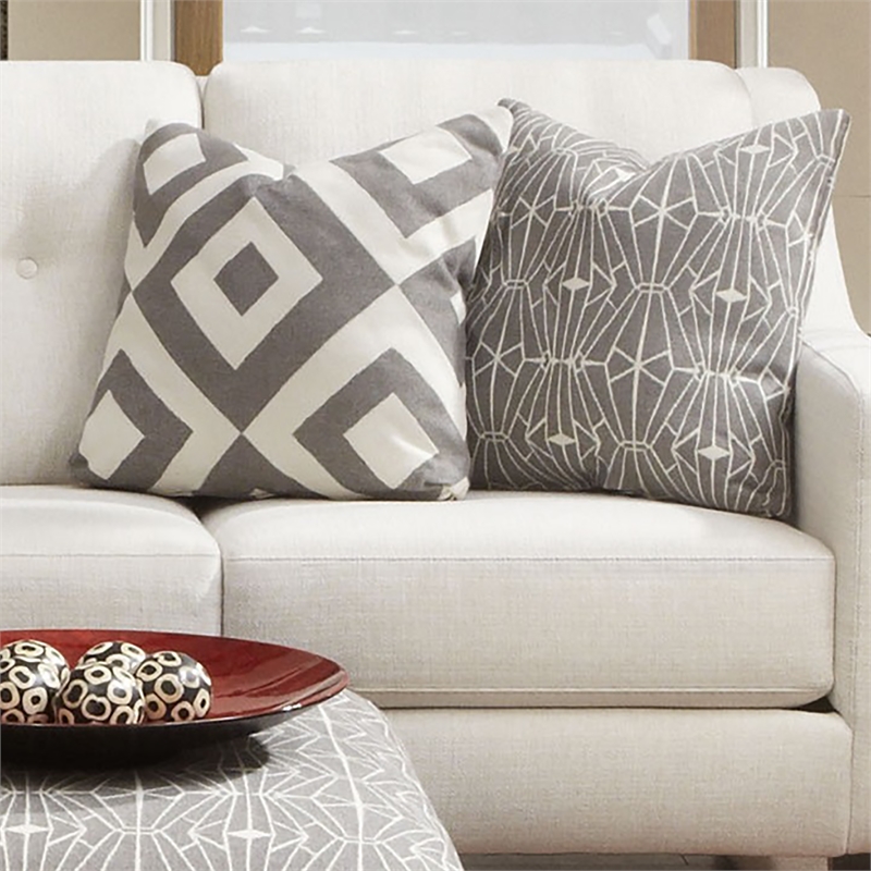 Furniture of America Gauthier Contemporary Fabric Tufted Sofa in Ivory