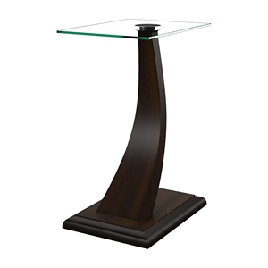 furniture of america parks contemporary glass top end table in dark walnut