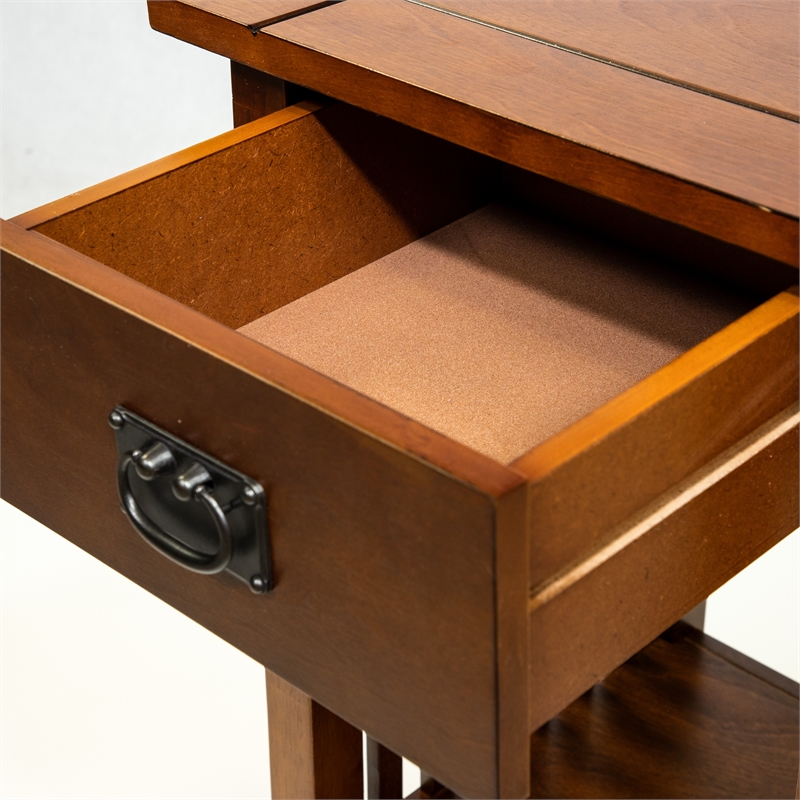 Furniture of America Davis Cottage Wood 1-Drawer End Table in Antique Oak