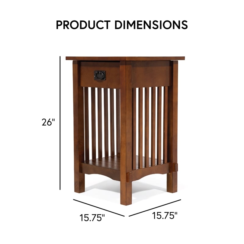 Furniture of America Davis Cottage Wood 1-Drawer End Table in Antique Oak