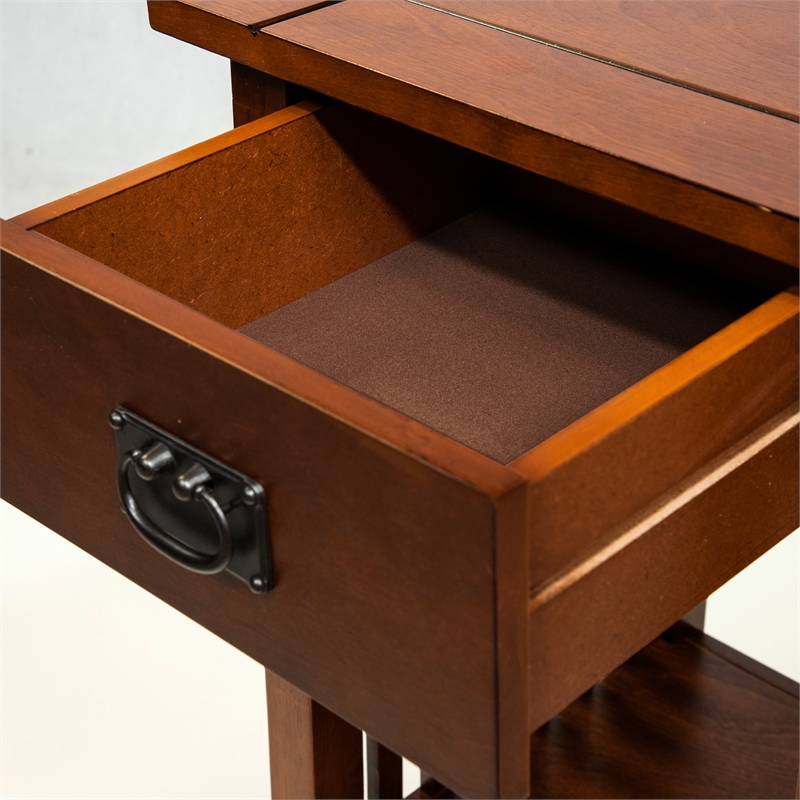 Furniture of America Davis Cottage Wood 1-Drawer End Table in Antique Oak