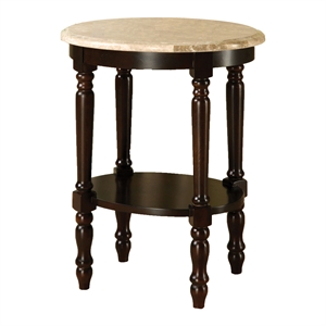 furniture of america donovan marble top end table in dark cherry