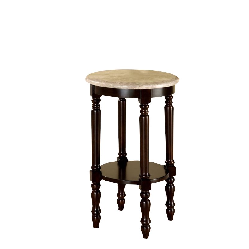 Furniture of America Donovan Round Wood End Table in Dark Cherry IDF