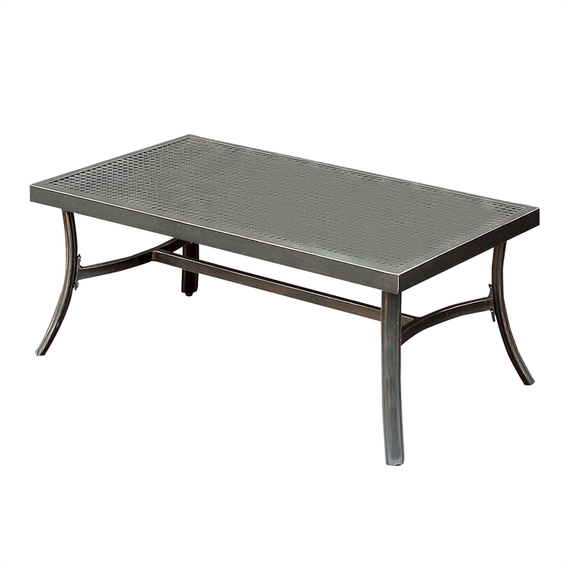 Furniture of America Camille Aluminum Patio Coffee Table in Black and Brown